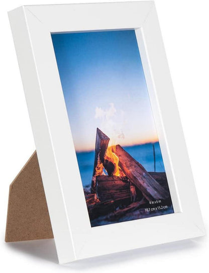 Weißer Bilderrahmen 4er Set 10x15cm MDF Rahmen mit Acrylglas - für Zertifikate, zum Aufhängen und Aufstellen