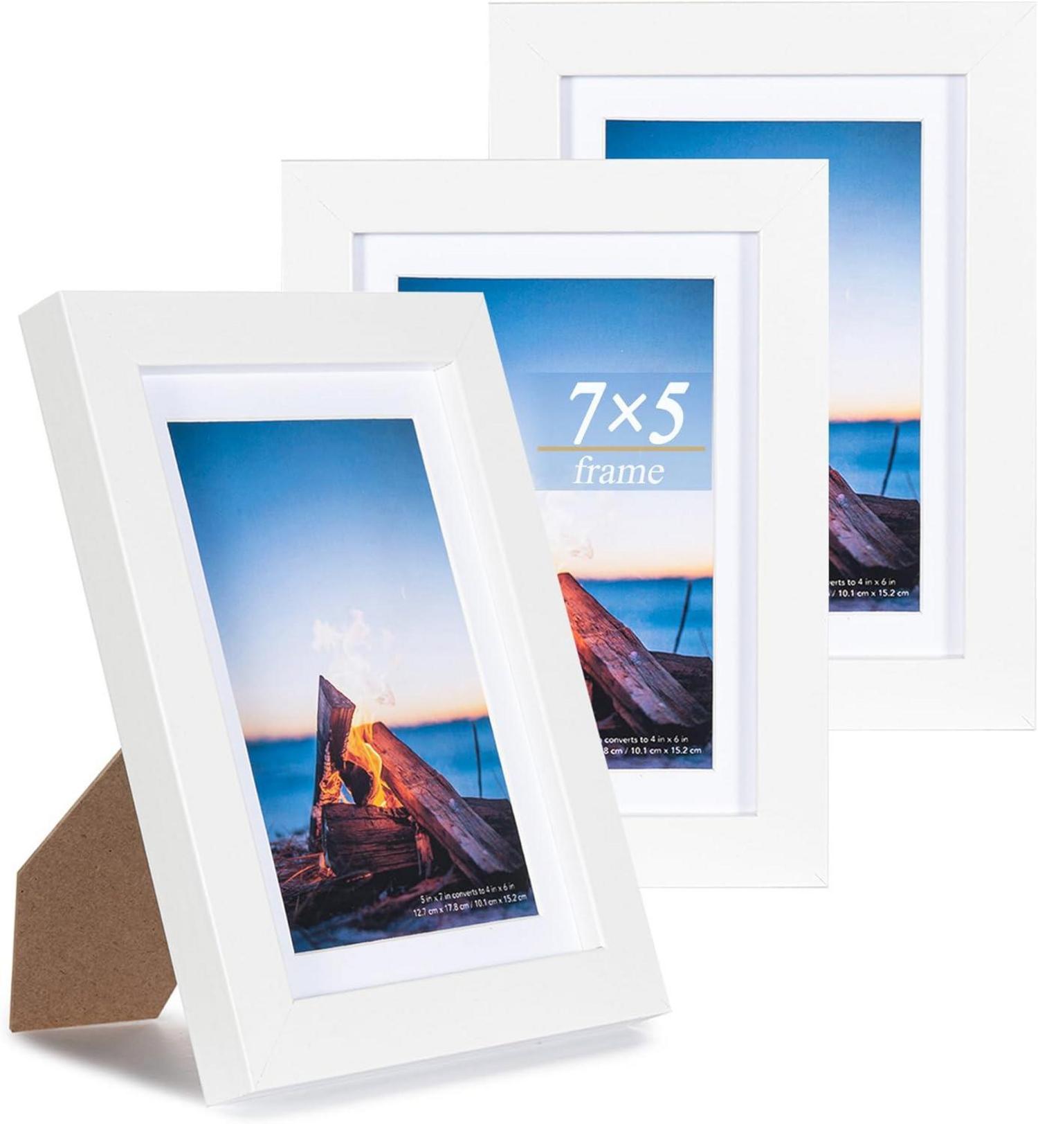 Bilderrahmen Set Weiß 13x18cm MDF Holz Acrylglas 3er Pack