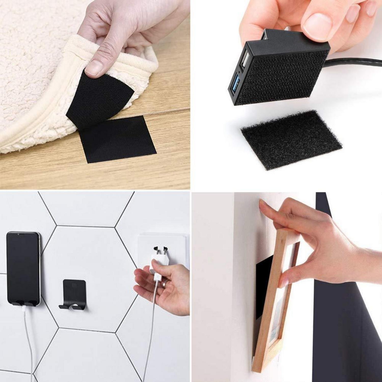 Klettband Selbstklebend Extra Stark 36 Stück, 3 Stile Schwarz