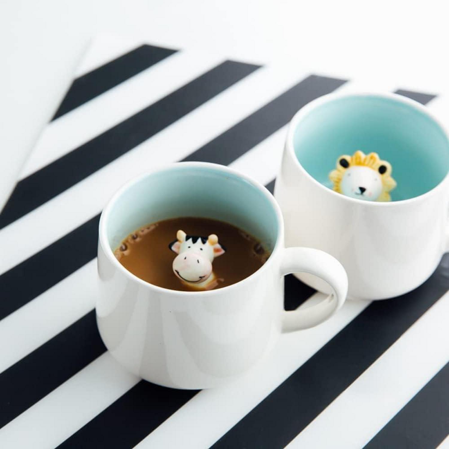 Süße Kuh Kaffeebecher Keramik 3D Tier Tasse 230ml - Geschenk für Geburtstage, Weihnachten