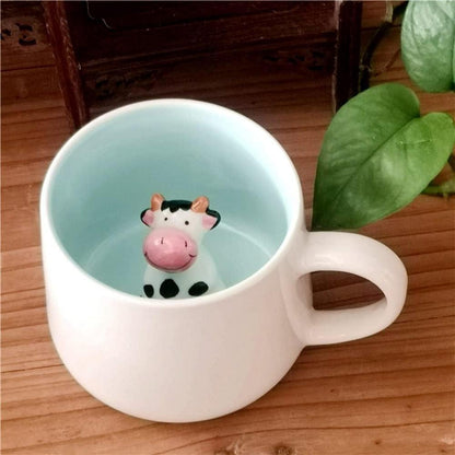 Süße Kuh Kaffeebecher Tasse 3D Tier Keramik 230ml Geschenkidee