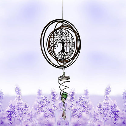 3D Edelstahl Windspiel Baum des Lebens Garten Dekoration