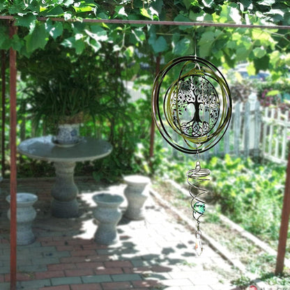 3D Edelstahl Windspiel Baum des Lebens Garten Dekoration