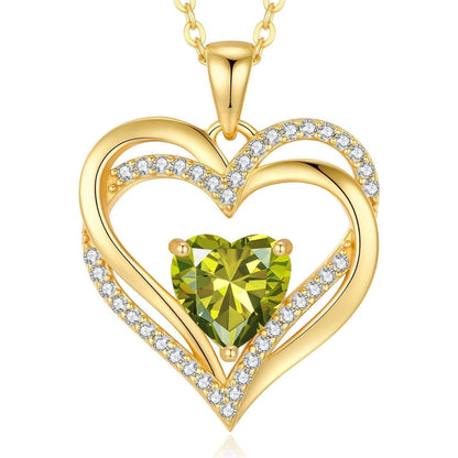 Damen Herzkette 925 Sterling Silber mit Geburtsstein - August