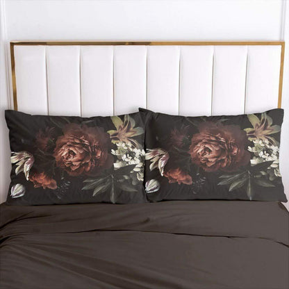 Blumen Bettwäsche Set 135x200cm Schwarz Floral Vintage