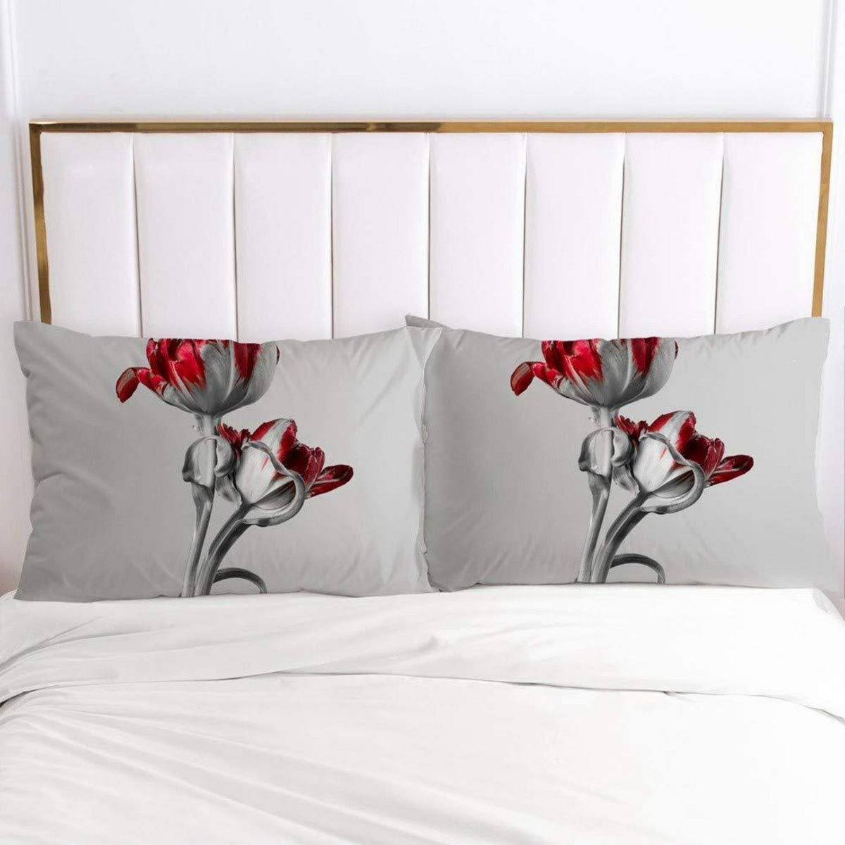 Vintage Blumen Bettwäsche Set 135x200 cm, Grau