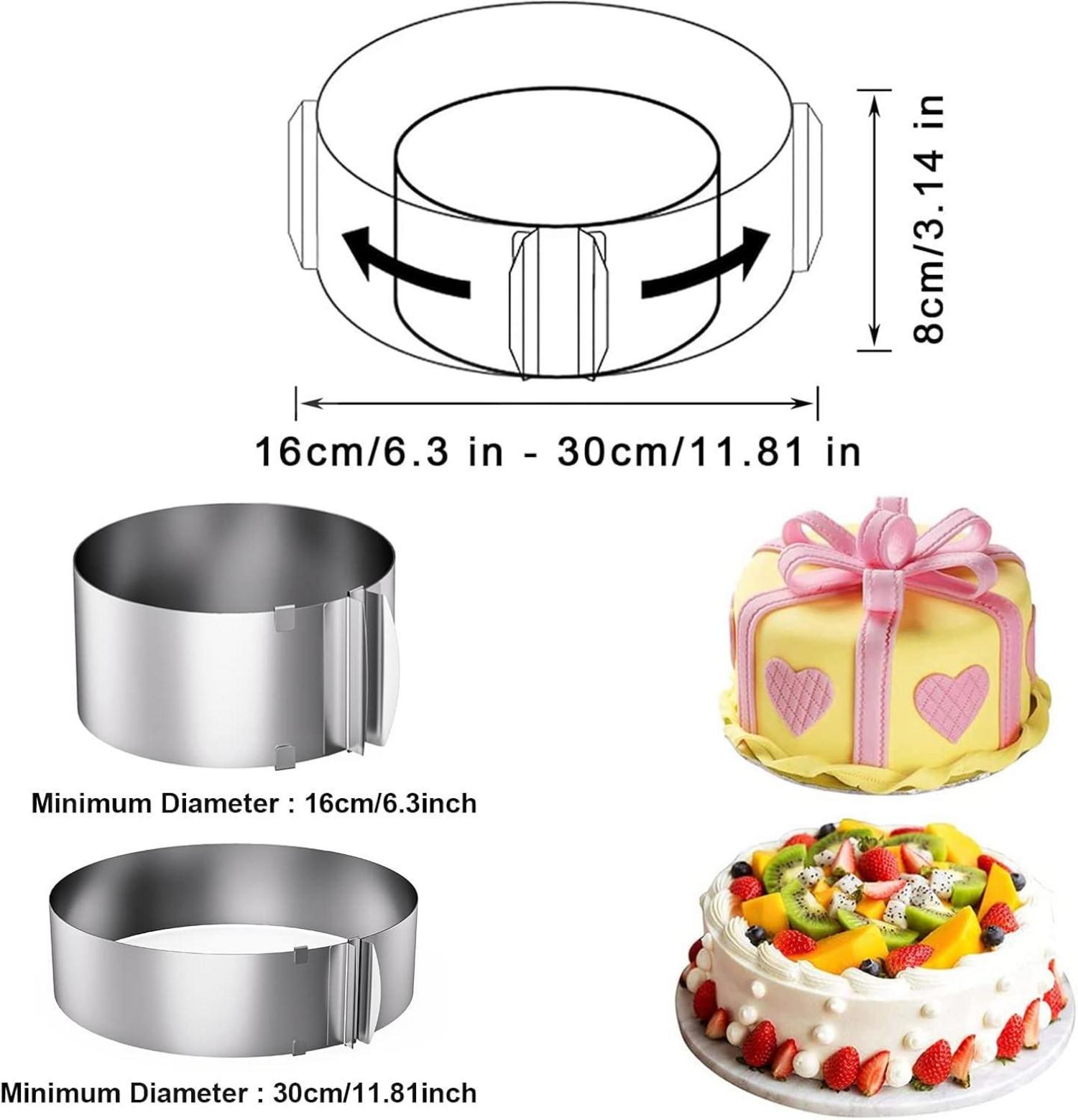 Tortenring Verstellbar 16-30cm Rostfrei Backform Acetat Kuchenränder