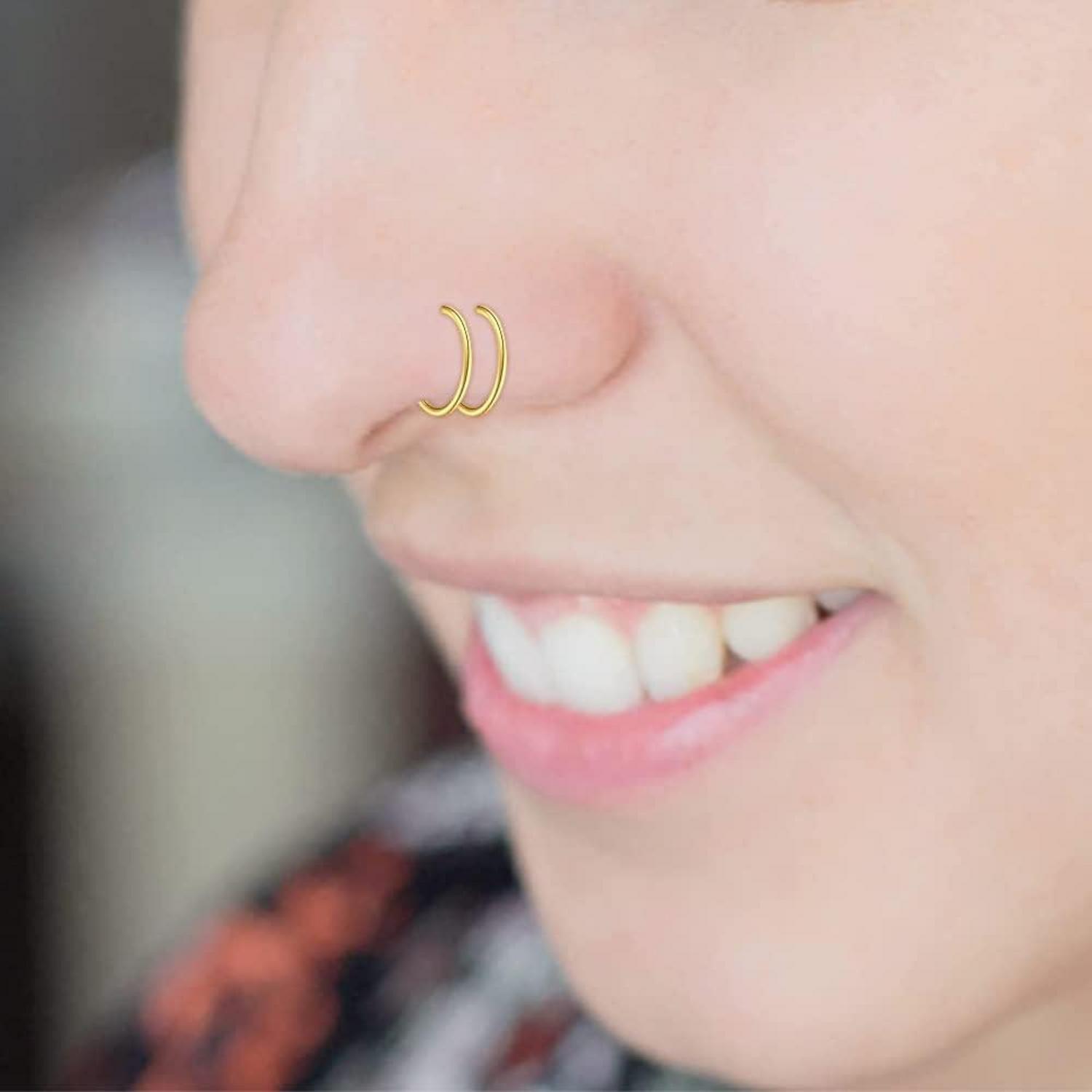 Nasenpiercing Fake Ring Silber Rosegold 20G 8mm Edelstahl