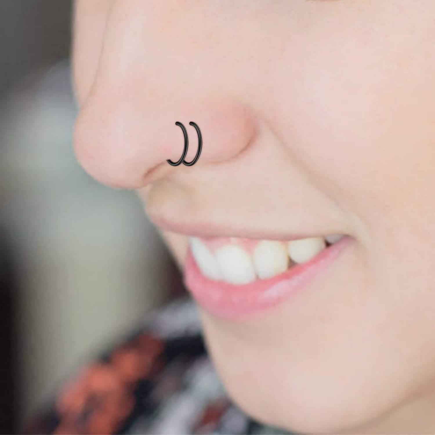 Nasenpiercing Fake Chirurgenstahl Silber Rosegold C-förmiger 20G 8mm