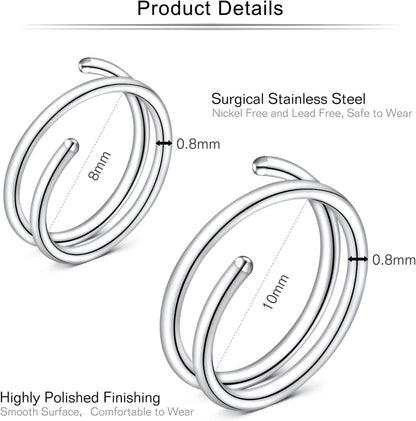 20G Nasenpiercing Fake Nasenring Hoop Ring 8mm 10mm