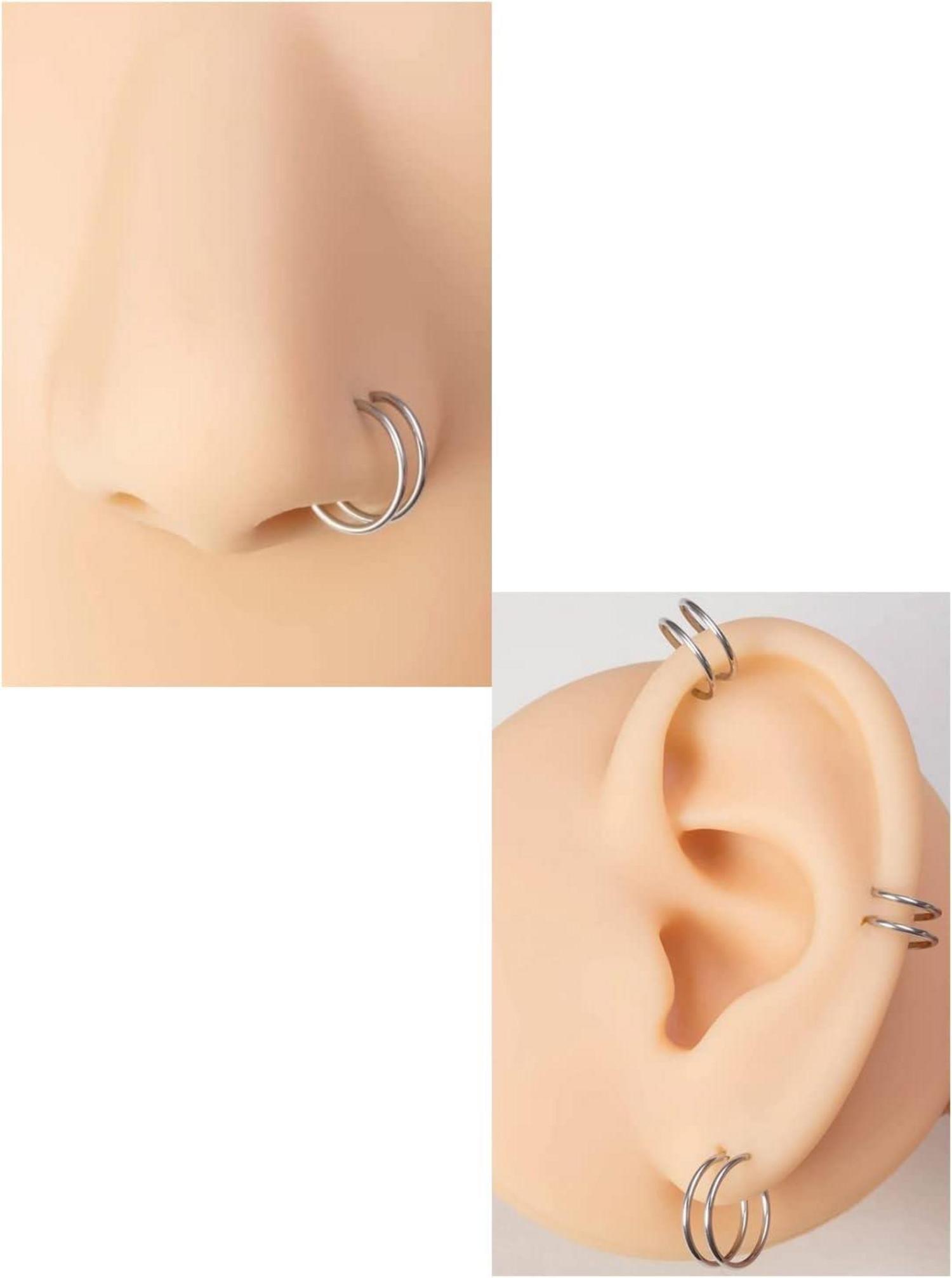 Mayhoop Nasenpiercing Fake Chirurgenstahl Silber Rosegold 20G C-förmiger 8mm