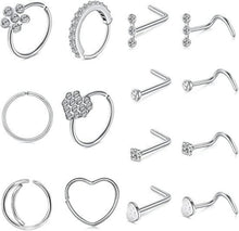 Nasenring Nasenpiercing Set Chirurgenstahl Strass Gold Silber