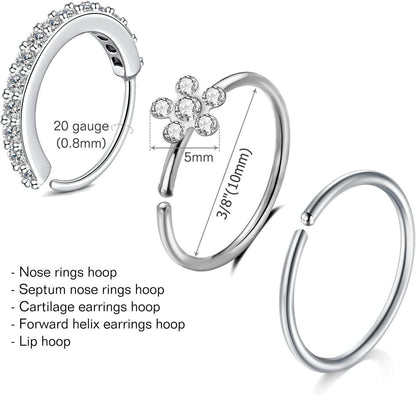 Nasenring Set Chirurgenstahl 20G Nasenpiercing Schmuck 30Stk