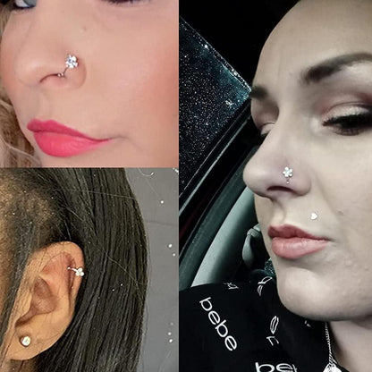 Nasenpiercing Set 20G Chirurgenstahl L Förmig Strass 30Stk Gold Silber