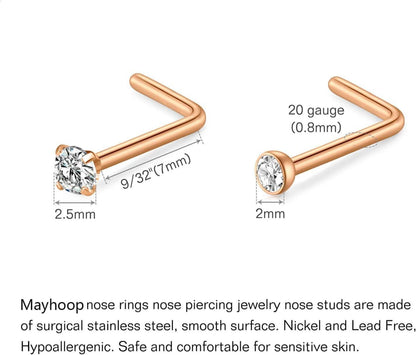 Nasenring Piercing Set Chirurgenstahl Strass Spirale 30Stk