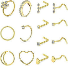 Nasenring Nasenpiercing Set Chirurgenstahl 20G 30Stk Gold Rosegold