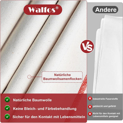 Bäckergültiges Teigtuch aus 100% natürlicher Baumwolle 90x60cm 2er