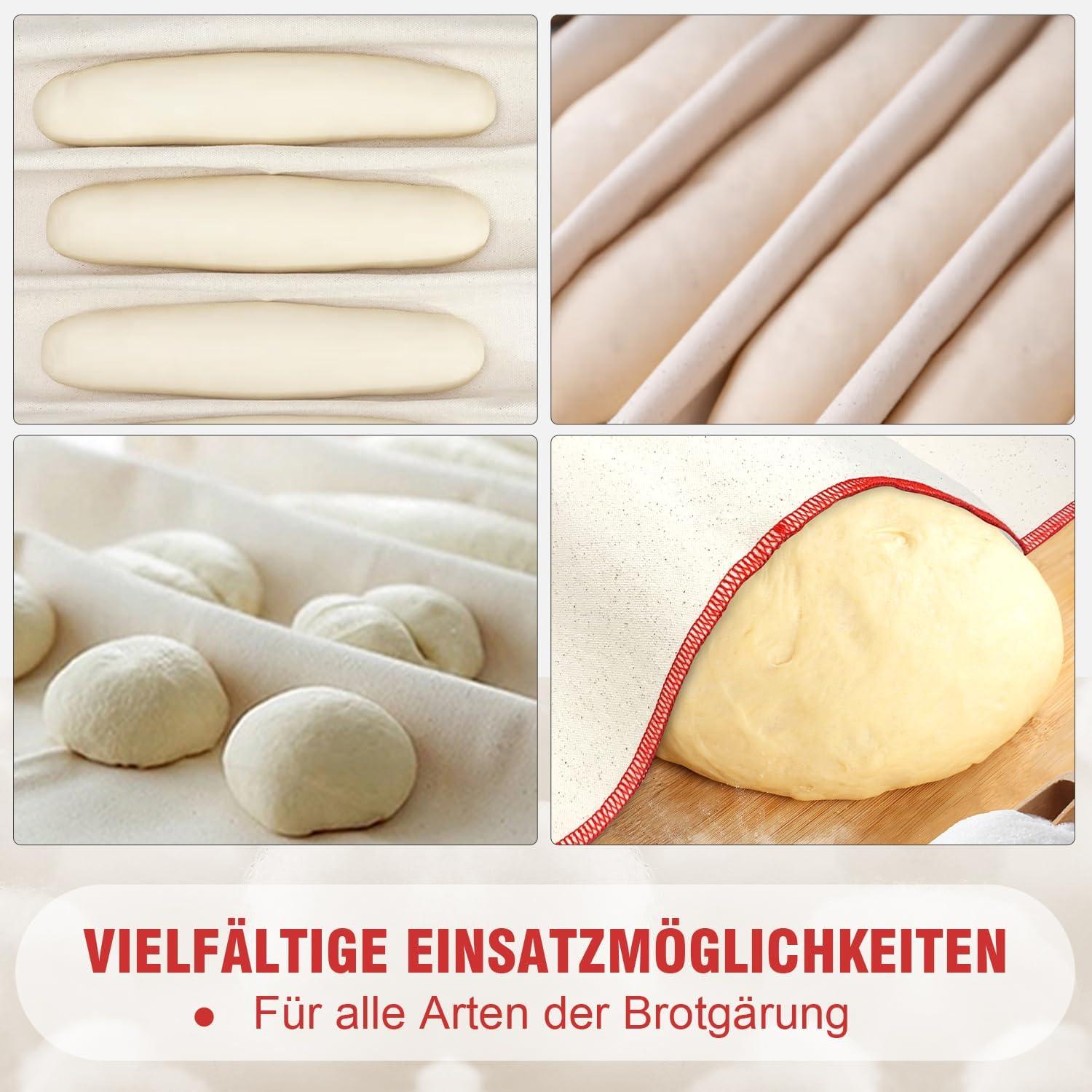 Großes Bäckertuch 90x60cm (2 Stück) - Professionelles Baumwolltuch zum Brot backen & Teig formen
