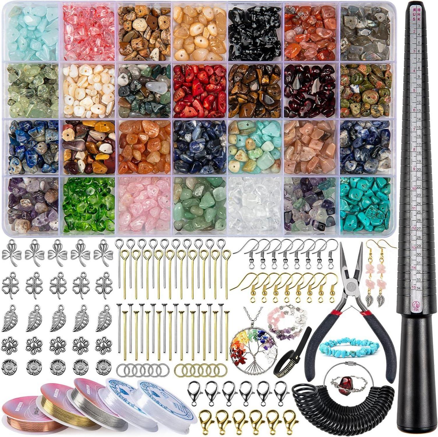 Kristall Schmuck Bastelset 28 Farben Edelsteine Ringe Ohrringe DIY