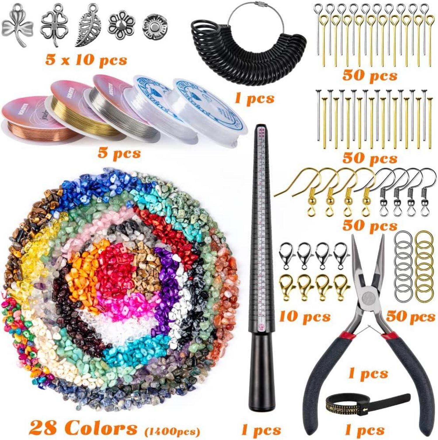 Kristallschmuck-Set mit 28 Edelsteinfarben für Ringe und