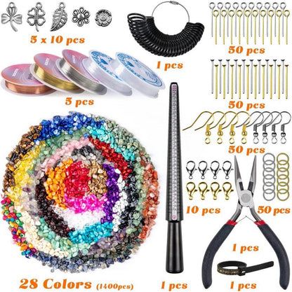 Kristallschmuck-Set mit 28 Edelsteinfarben für Ringe und
