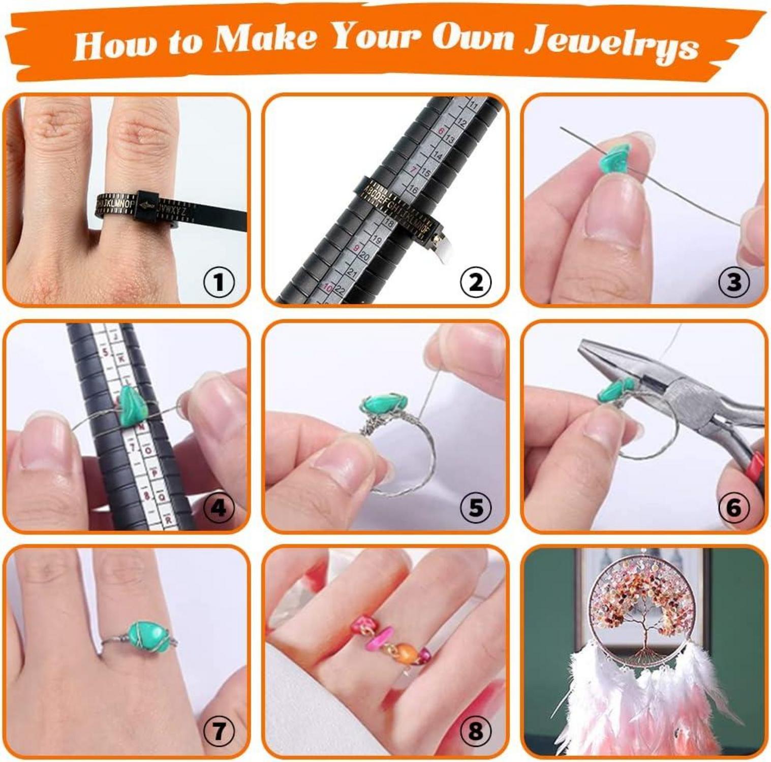 Kristall Schmuck Set - 28 Farben Edelsteine - Ringe & Ohrringe Herstellung - 1630 Perlen - DIY Kit