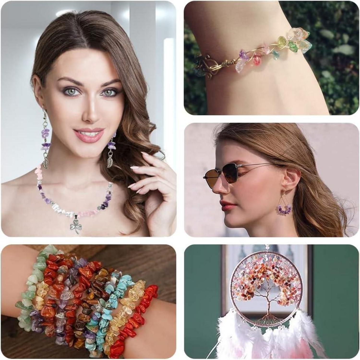 Schmuck Selber Machen Set 28 Farben Natürlicher Edelsteine mit 1630 Kristallen