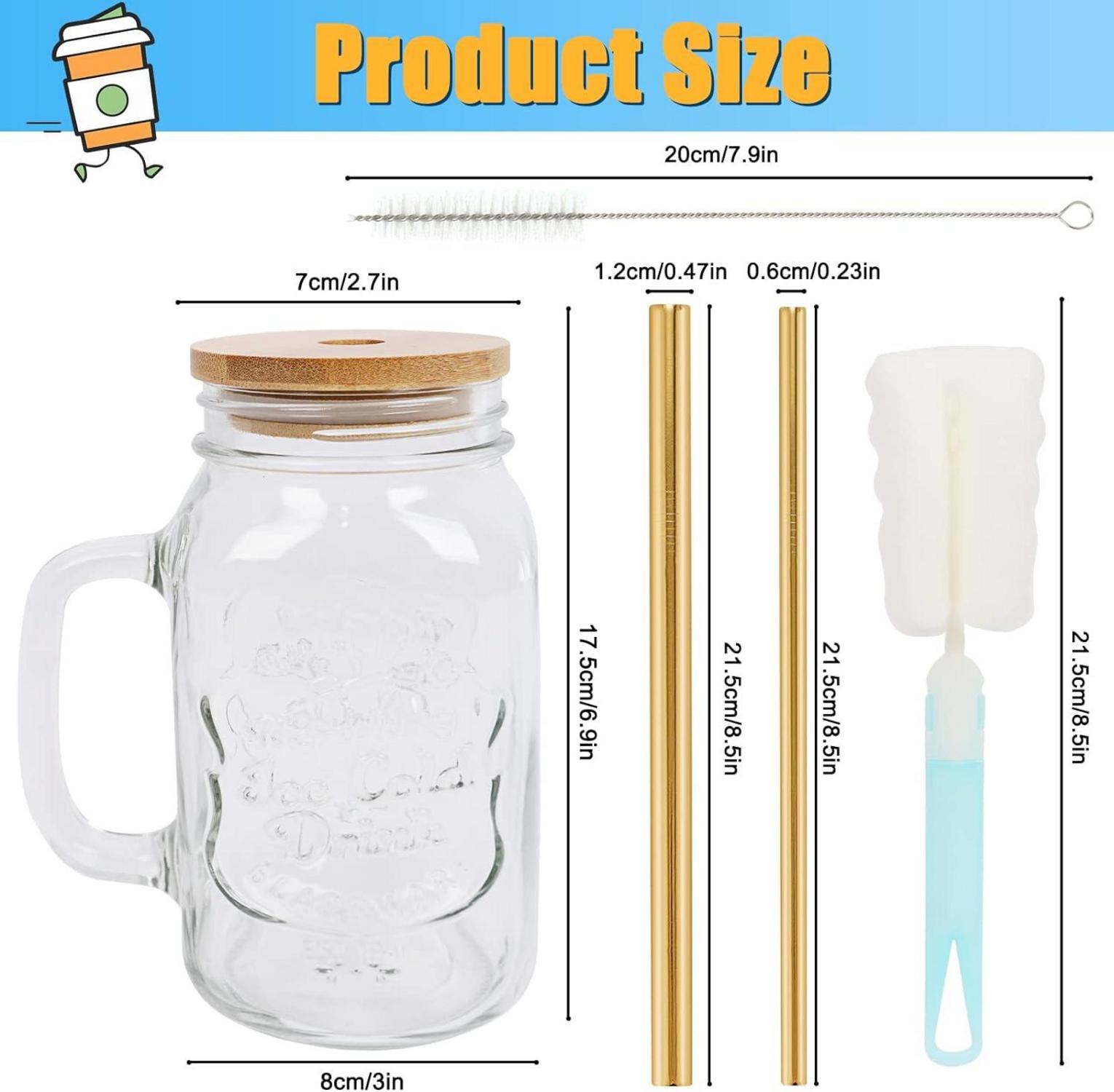 Bubble Tea Becher Set mit Deckel Strohhalm 24oz Mason Jar Trinkglas