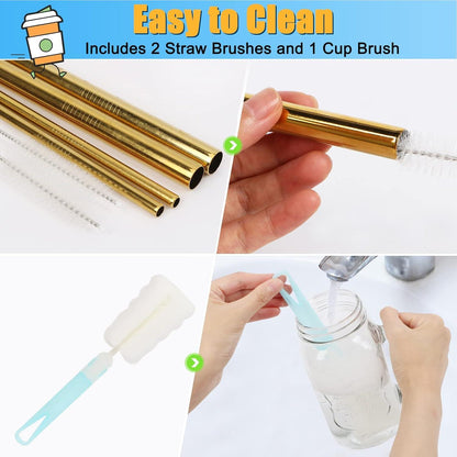 Bubble Tea Becher 24oz Mason Jar Set Glasbecher mit Strohhalm Henkel