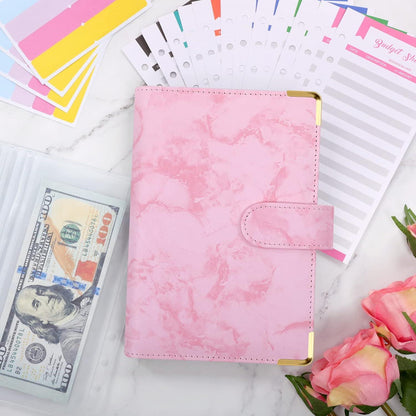 Budget Planner A6 Binder Marmor Geldumschläge 12 Budgetblätter
