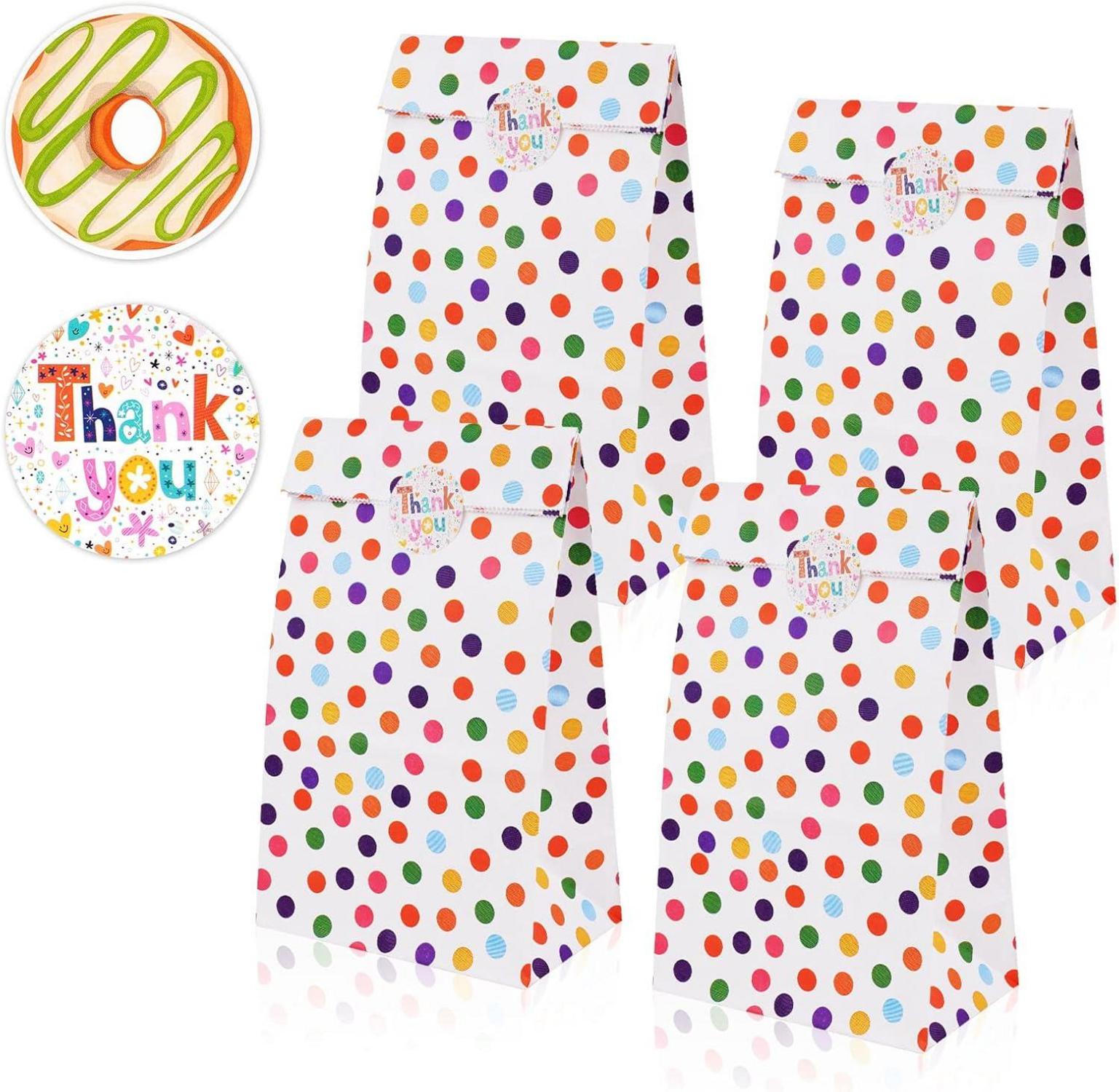 Papiertüten Geschenktüten Kindergeburtstag Aufkleber 18 Stück 24 cm Candy Mitgebsel