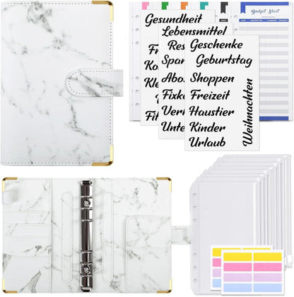 Budget Binder A6 Ringbuch mit Geldumschläge, Etiketten, Organizer