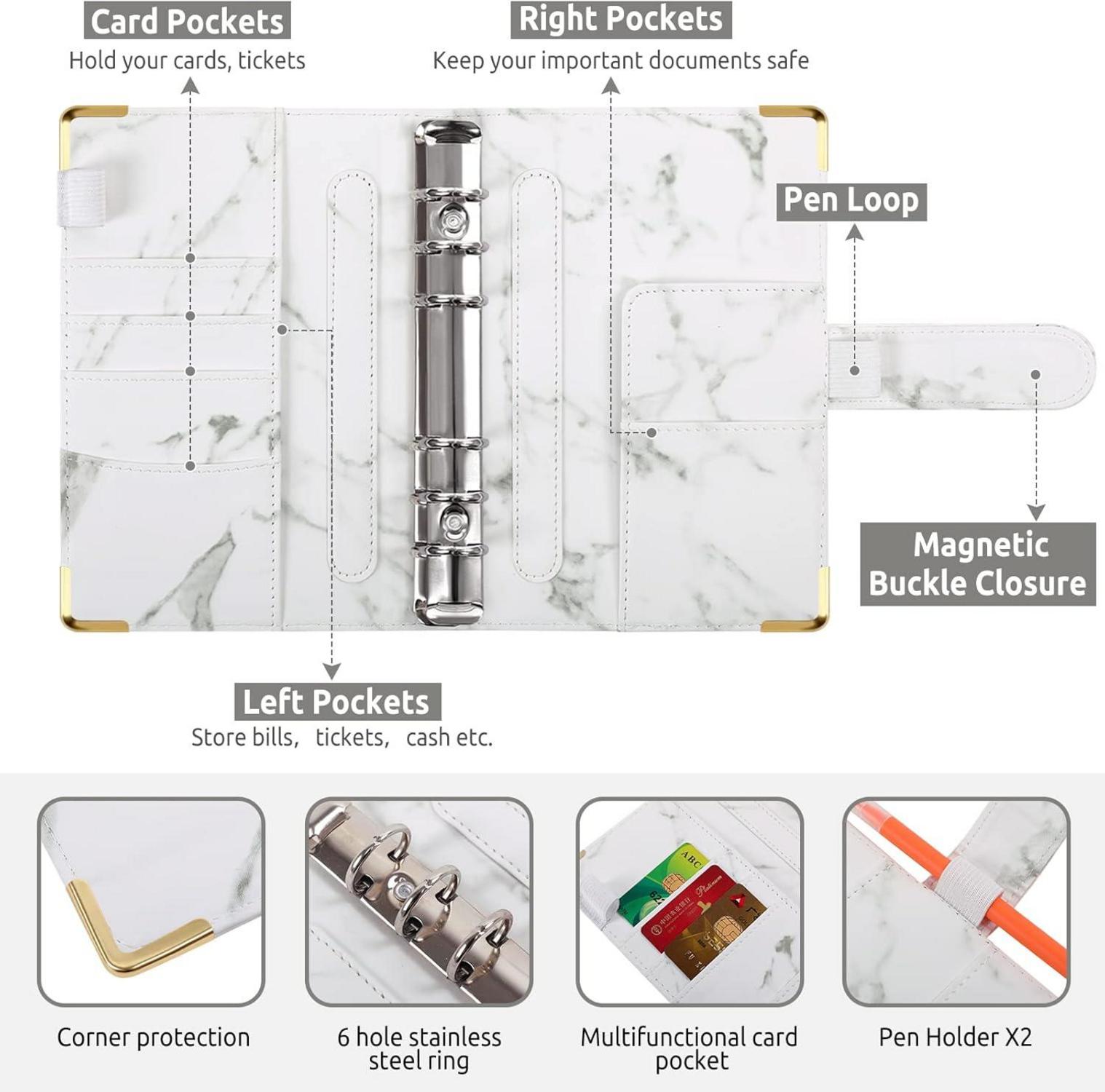Budget Binder A6 Ringbuch mit Geldumschläge, Etiketten, Organizer