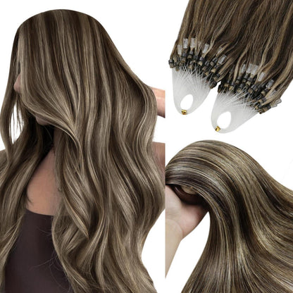 Echthaar Microring Extensions Braun 60 cm – Remy Glatt