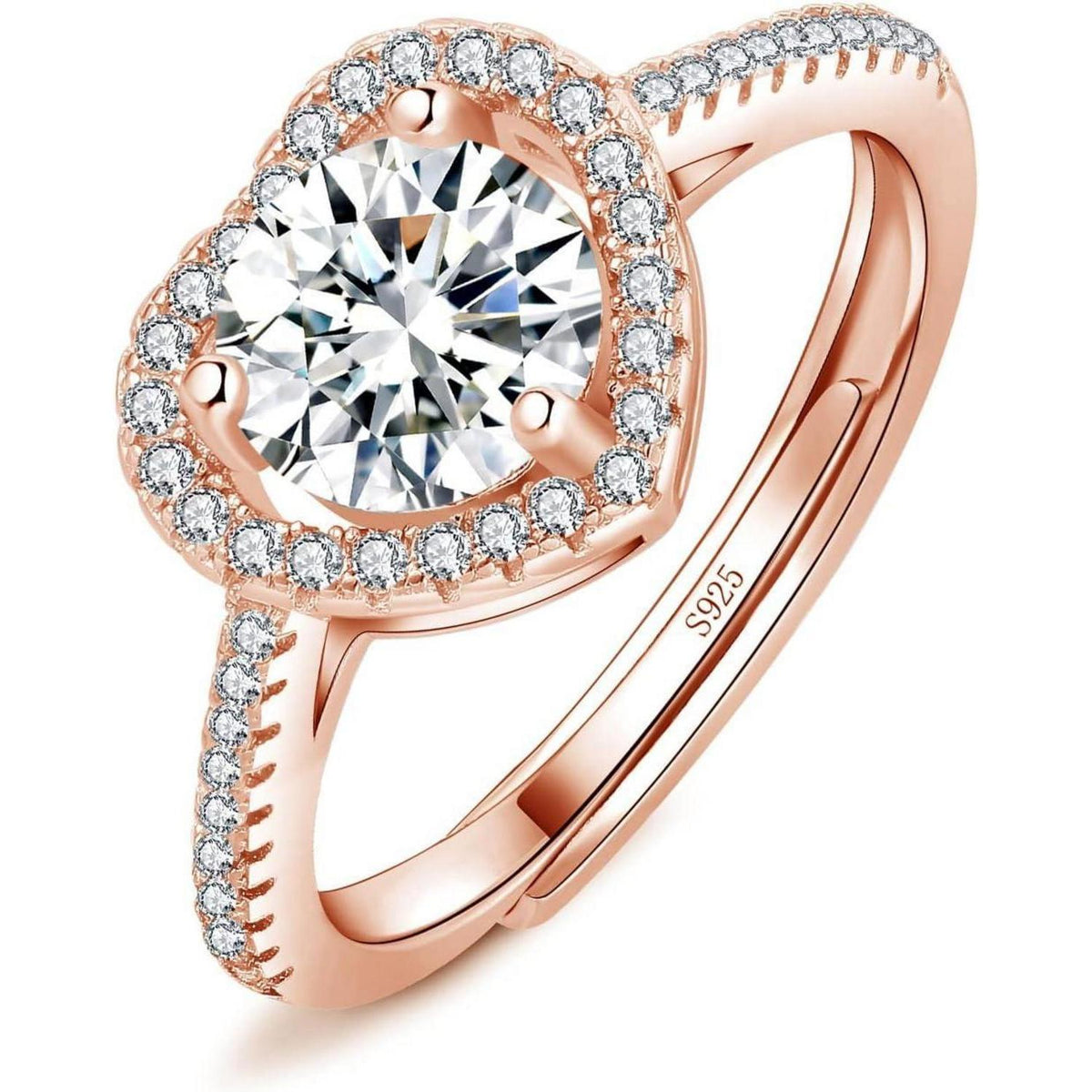 Verstellbarer Damenring 925 Sterling Silber mit Zirkonia in Roségold