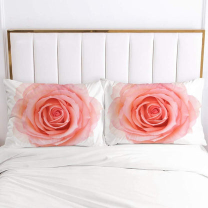Blumen Bettwäsche-Set Rosa Rosen 135x200cm 4-teilig
