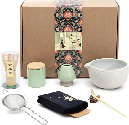Japanisches Matcha-Teeset 9-teilig handgefertigtes Zeremonie-Kit