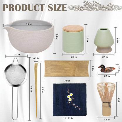 Japanisches Matcha-Teeset 9-teilig handgefertigtes Zeremonie-Kit
