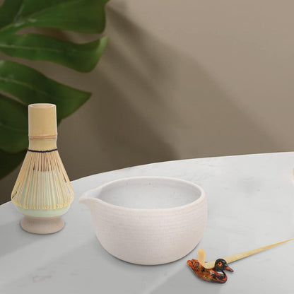 Artcome Japanisches Matcha-Teeset mit Matcha-Schüssel und Zubehör (9-teilig) White