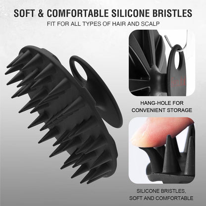 Kopfhaut Massagebürste Silikon Shampoo Haarbürste Peeling Schwarz