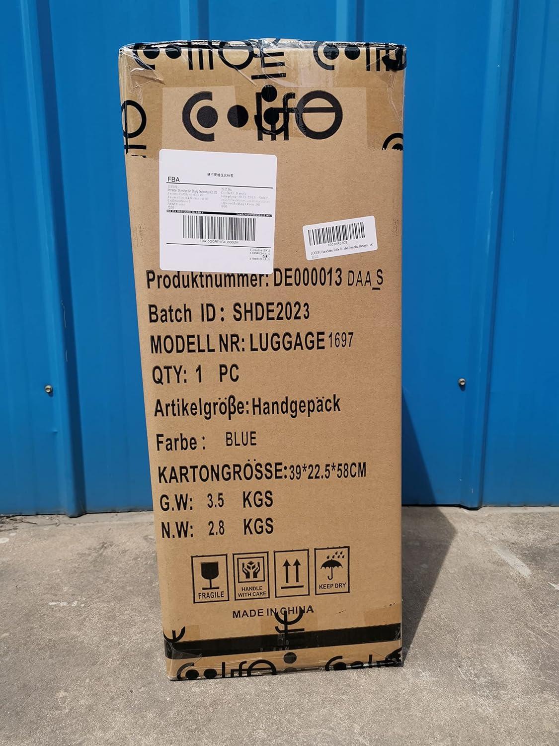 COOLIFE Premium Hartschalenkoffer Handgepäck mit TSA-Schloss & 4 Rollen Blau