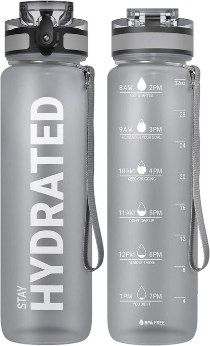 Sport Trinkflasche BPA-frei 1000ml Grau Gold
