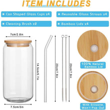 XL Cocktailgläser mit Deckel und Glasstrohalme 550ml 4x Set