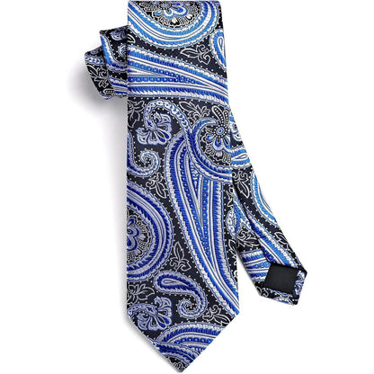Herren Krawatte Set Paisley Blau Hochzeit Streifen Plaid