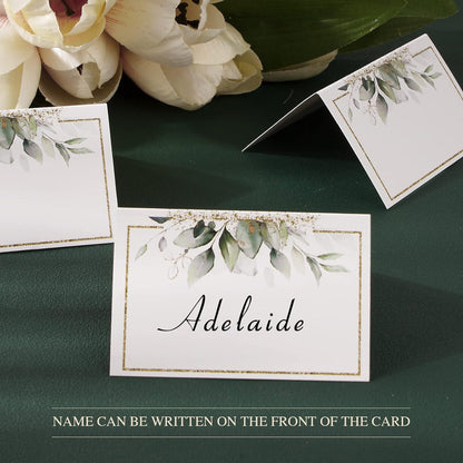 50 Stück Hochzeit Tischkarten Elegantes Design Platzkarten Green Blatt