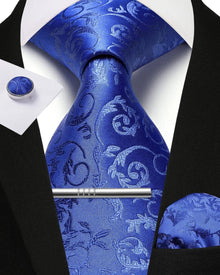 Herren Krawatten Set Blau mit Manschettenknöpfen und