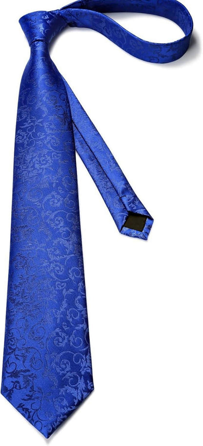 Enlision Paisley Herren Krawatte Manschettenknöpfe Set Blau