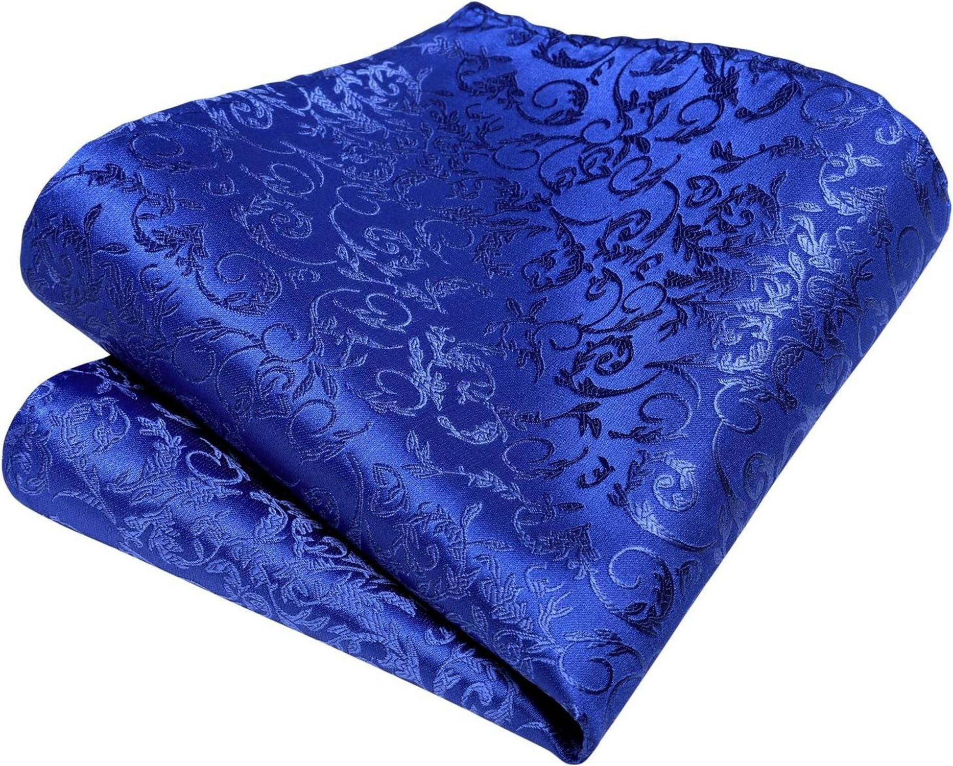 Herren Krawattenset mit Paisley-Muster und Manschettenknöpfen Blau
