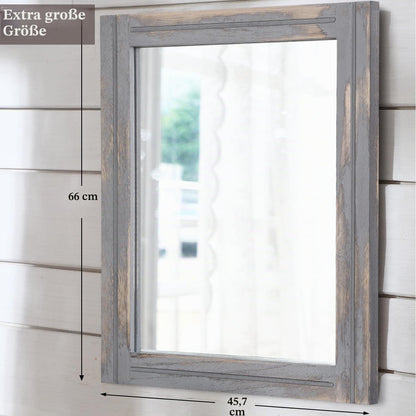 Rustikaler Wandspiegel Holzrahmen 65x45 cm – Rechteckig & Dekorativ