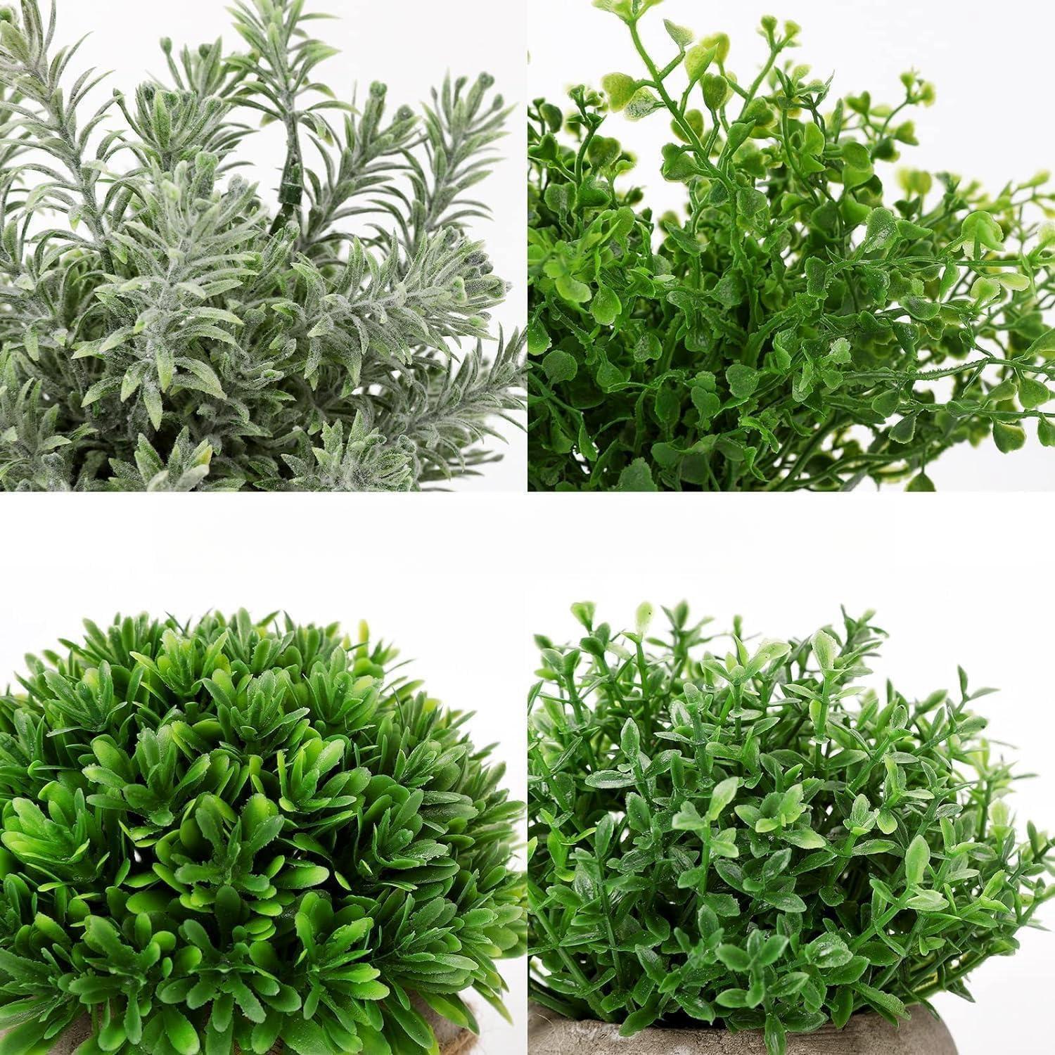 Künstliche Pflanzen Set Mini Eukalyptus Kunstpflanze 4er für Deko Zuhause Büro